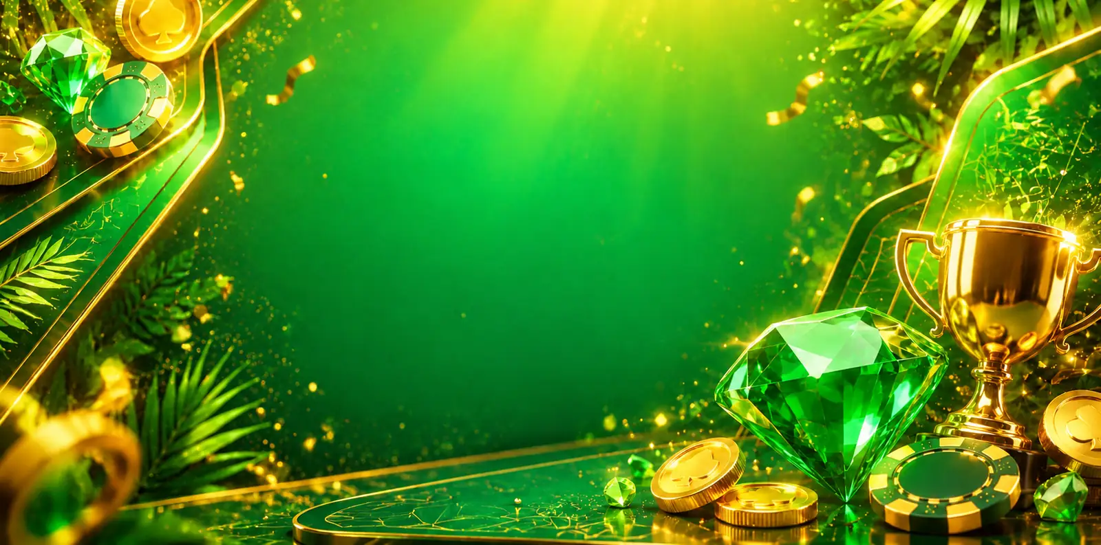 Ilustração de jackpot com moedas, fichas e troféu dourado